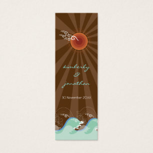 Cartes De Visite Cool Ocean Waves et Brown Sun Wedding Favor Tags