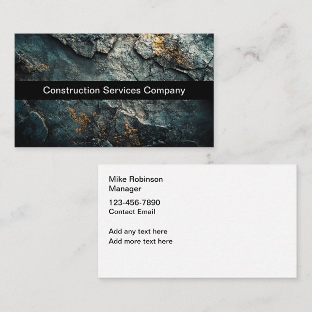 Cartes de visite Cool pour entreprise de construct (Devant / Derrière)