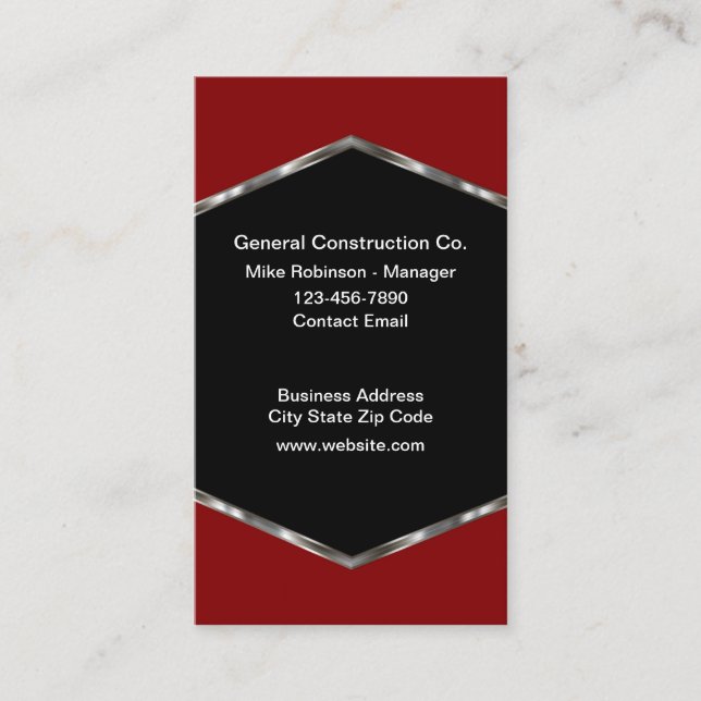 Cartes de visite Cool pour entreprise de construct (Devant)