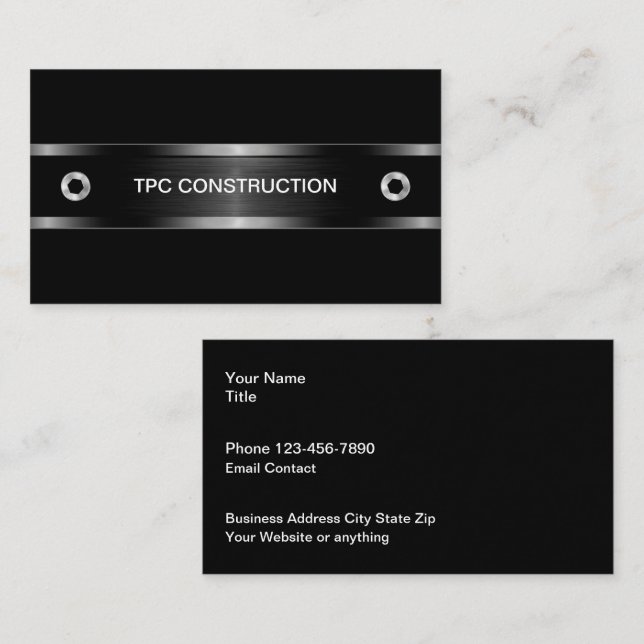 Cartes de visite cool pour entreprise de construct (Devant / Derrière)