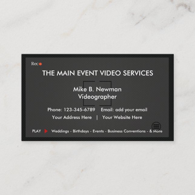 Cartes de visite cool pour vidéaste (Devant)
