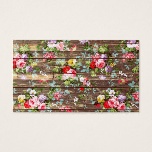 Cartes De Visite Copie en bois Brown de photo de roses roses