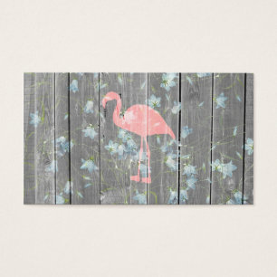 Cartes De Visite Copie en bois rustique grise florale de photo de