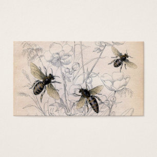 Cartes De Visite Copie vintage d'art d'abeille de miel