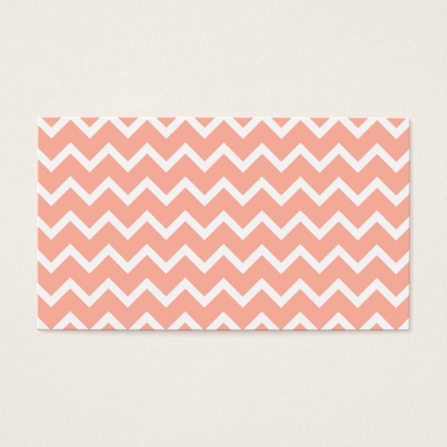 Cartes De Visite Corail et White Zig Zag Motif. (Devant)