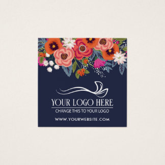 Cartes De Visite Coral Boho Florals Navy Blue Product Hang Tag