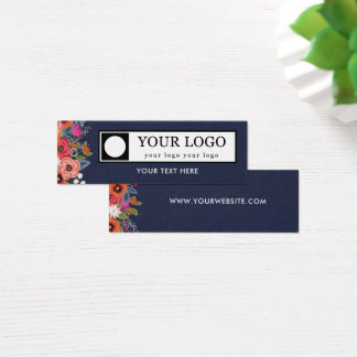 Cartes De Visite Coral Boho Florals Navy Blue Your Logo Hang Tag