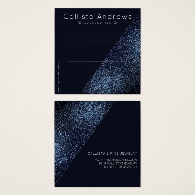 Cartes De Visite Corbeau Parties scintillant noire Geo Heart Clip É (Devant & derrière)