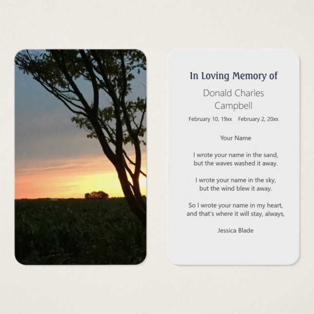 Cartes De Visite Coucher de soleil sur les champs ruraux (Devant & derrière)