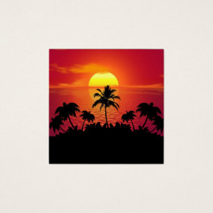 Cartes De Visite Coucher de soleil tropical Palmiers Silhouette Pla
