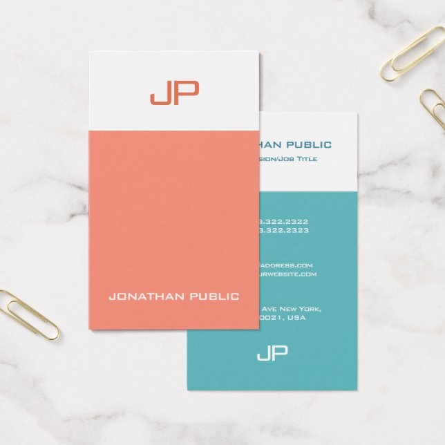 Cartes De Visite Couleurs élégantes Elite Design Moderne Monogramme (Bureau)