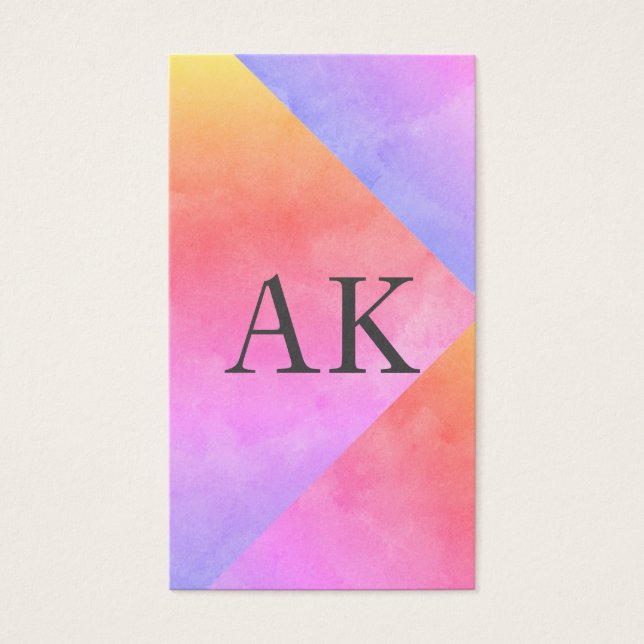 Cartes De Visite Couleurs vives Monogrammes à deux lettres (Devant)
