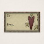 Cartes De Visite Country Prim Heart - Gift Tag<br><div class="desc">add a little country charm to your packages... </div>