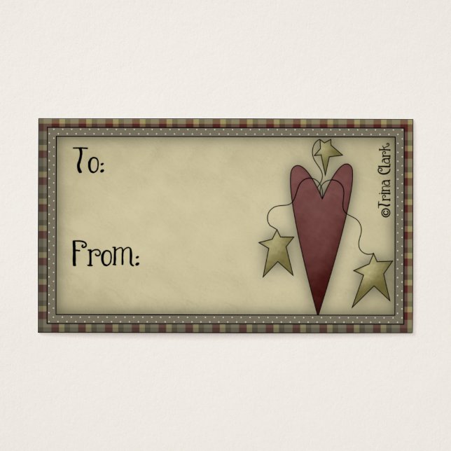Cartes De Visite Country Prim Heart - Gift Tag (Devant)