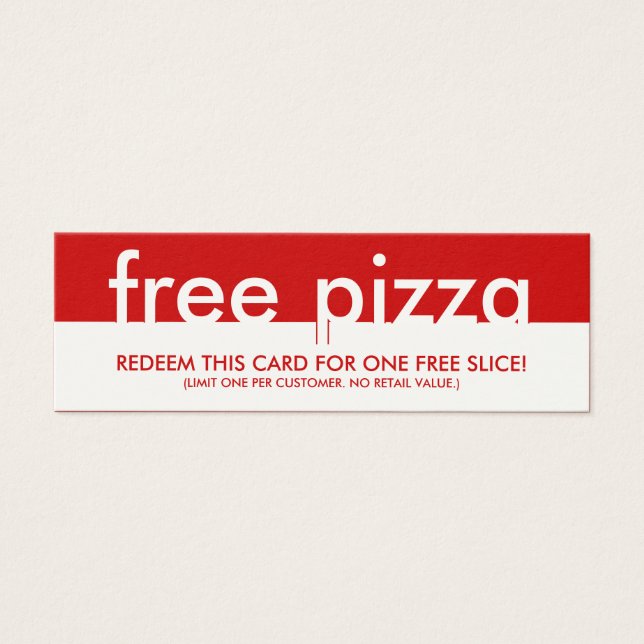 Cartes De Visite coupon à pizza gratuit (Devant)