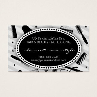 Cartes De Visite Coupon de beauté et de cheveux gris et noirs