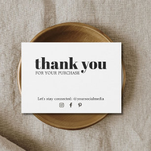 Cartes De Visite Coupon minimaliste noir blanc Merci