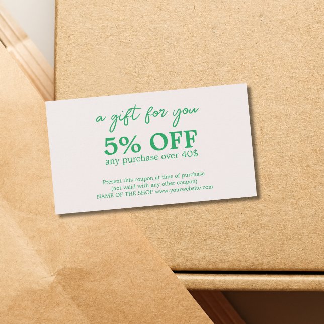 Cartes De Visite Coupon vert vert gras (Créateur téléchargé)