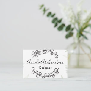 Cartes de visite - Couronne d'eucalyptus N/B