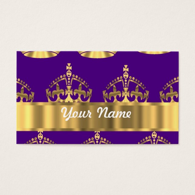 Cartes De Visite couronne d'or sur violet (Devant)