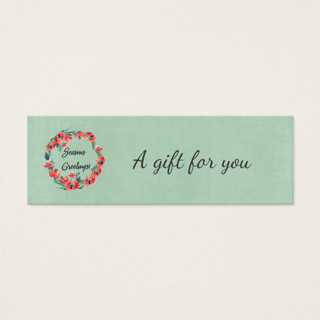 Cartes De Visite Couronne florale Joyeuses Fêtes et renne rétro (Devant)