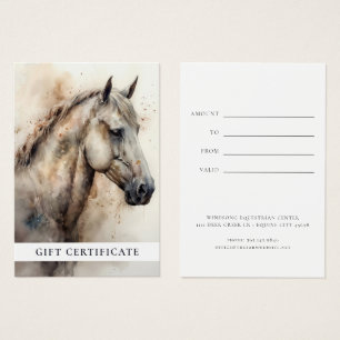 Cartes De Visite Cours d'équitation moderne Certificat cadeau