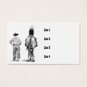 Cartes De Visite COWBOY avec la fille sur le cheval, leçon