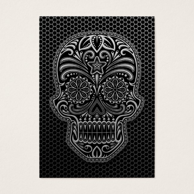 Cartes De Visite Crâne à sucre en acier (Devant)