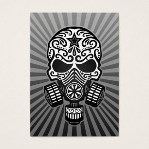 Cartes De Visite Crâne apocalyptique de sucre de courrier, gris