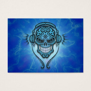 Cartes De Visite Crâne de sucre du DJ, foudre bleue