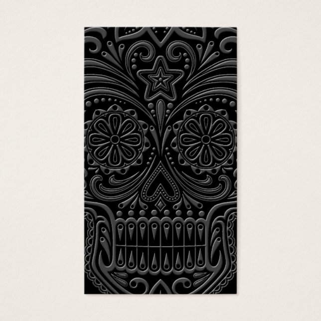 Cartes De Visite Crâne de sucre foncé complexe (Devant)