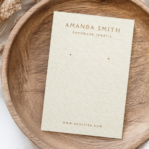 Cartes De Visite Cream off-white linen look earring display card