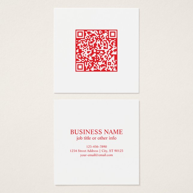 Cartes De Visite Créer un code QR rouge scannable (modifiable) (Devant & derrière)