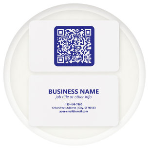 Cartes De Visite Créer un code QR scannable Bleu foncé modifiable