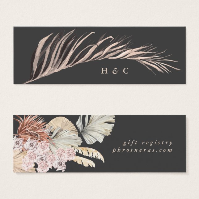 Cartes De Visite Crème de Charbon Pampas Grass Grey Registre Cadeau (Devant & derrière)