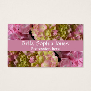Cartes De Visite Crème rose Hydrangeas jaune rose vert floral