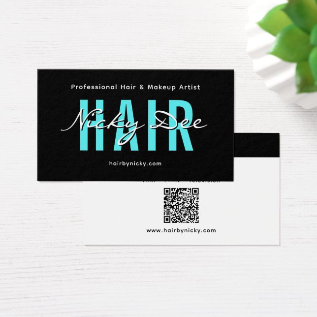 Cartes De Visite Crew Talent Block Text Business Card | QR Code (Bureau)