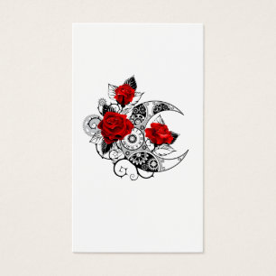 Cartes De Visite Croissant Mécanique avec Roses Rouges