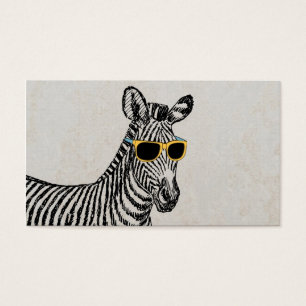 Cartes De Visite Croquis de zèbre cool mignon et drôle avec lunet
