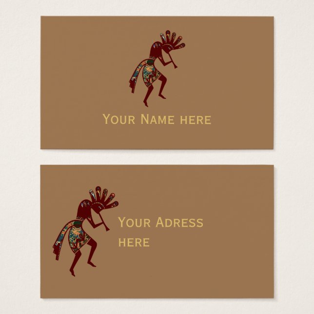 Cartes De Visite Culture amérindienne - Danse Kokopelli 3 (Devant & derrière)