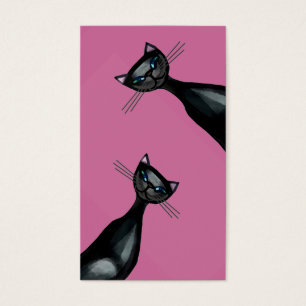 Cartes De Visite Curieux chat noir et blanc souriant