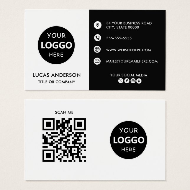 Cartes De Visite Custom business logo website social media (Devant & derrière)
