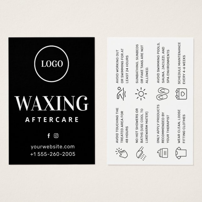 Cartes De Visite Custom Logo Modern Waxing Aftercare Card (Devant & derrière)