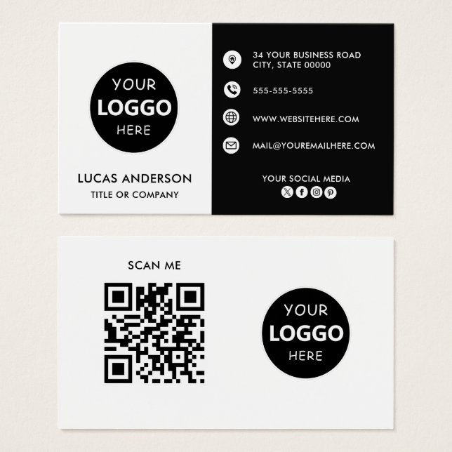 Cartes De Visite Customizable business logo website social media (Devant & derrière)