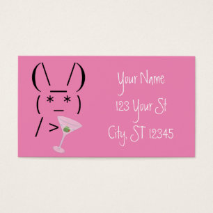 Cartes De Visite Cute Ascii bunny holding martini Thunder_Cove