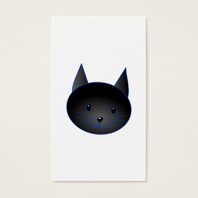 Cartes De Visite Cute chat noir. Illustration de dessin de chat. (Devant)