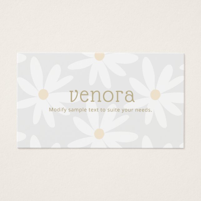 Cartes De Visite Cute Whimsical Grey Daisy Floral (Devant)