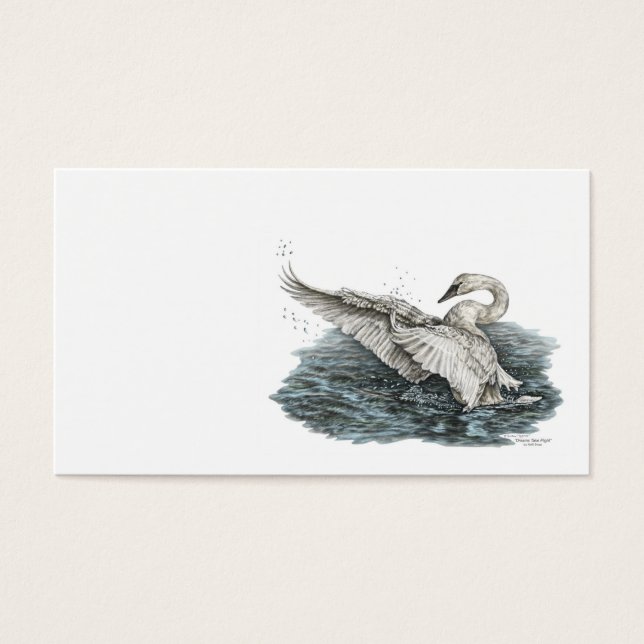 Cartes De Visite Cygne blanc sur l'eau (Devant)