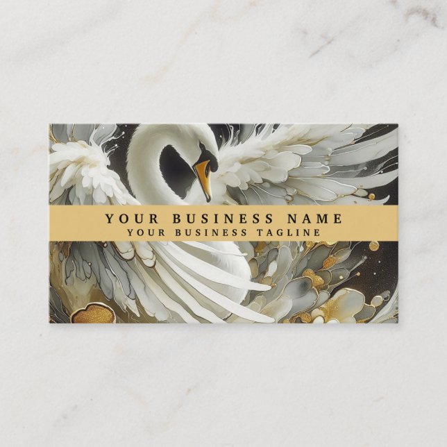 Cartes de visite Cygne Noir et Blanc Or (Devant)