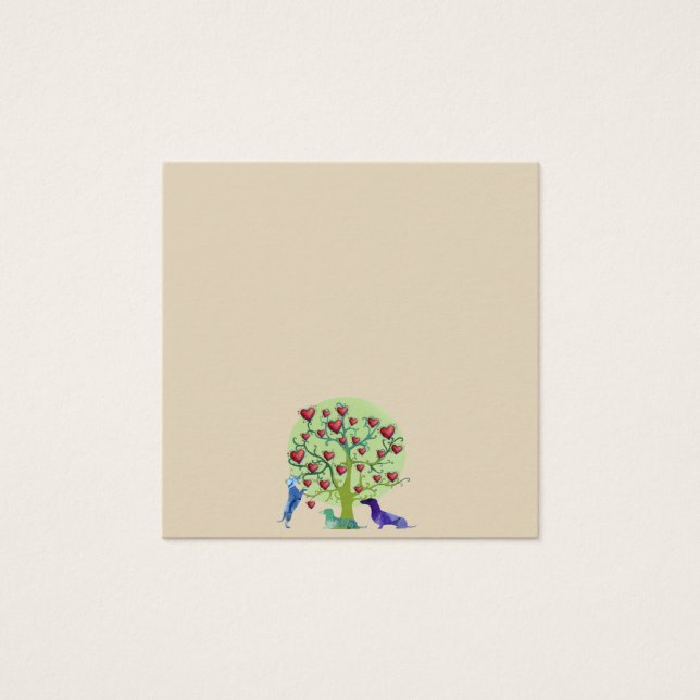 Cartes De Visite Dachshund Chiens Arbre Coeurs Art Notes standard (Devant)